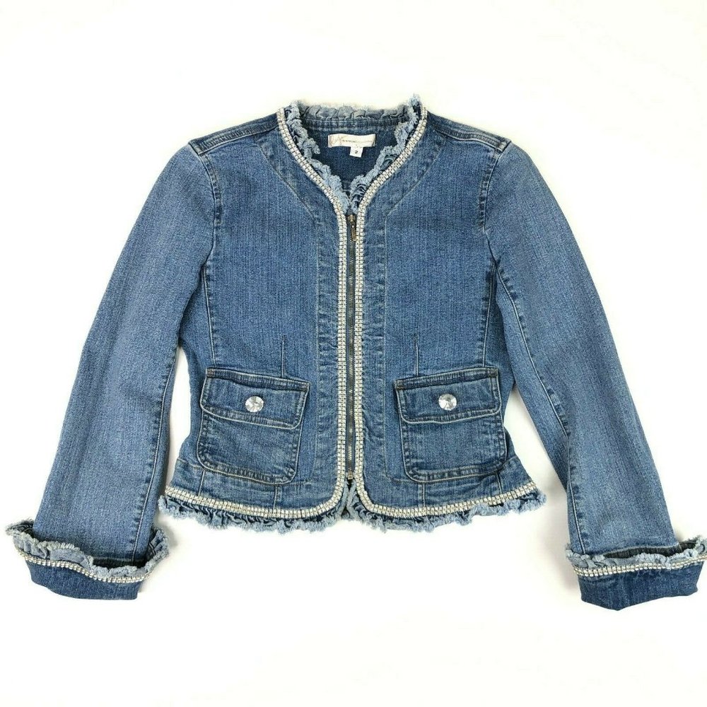 90s Rhinestone Trim Denim Jacket